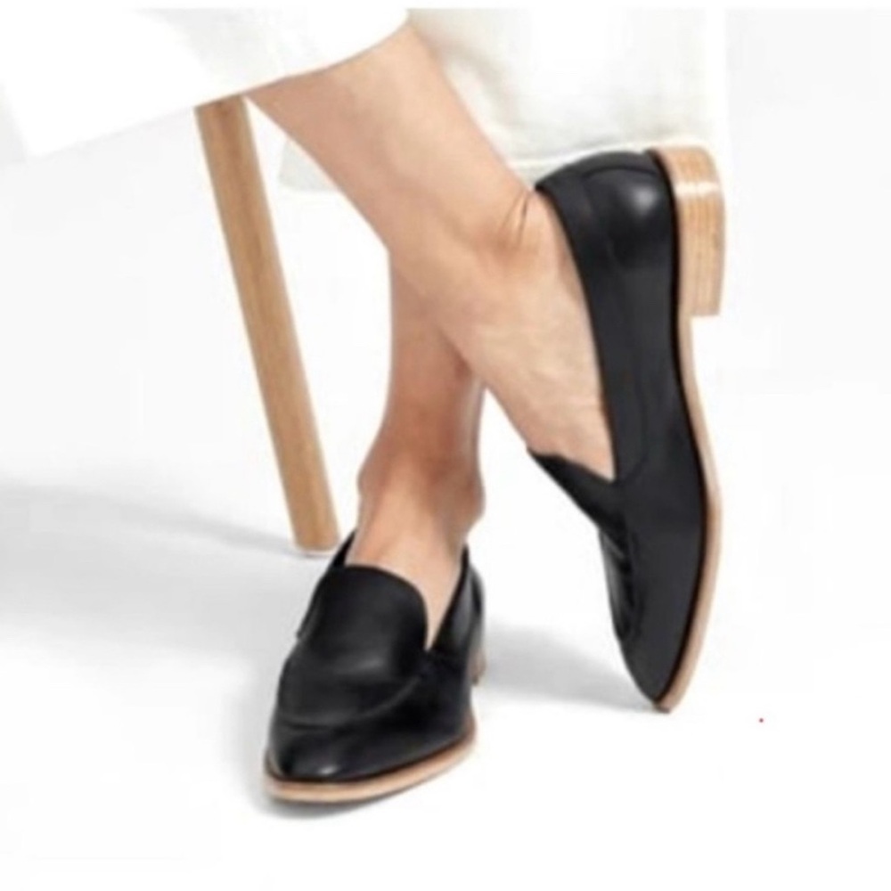 Everlane Black Leather Loafers with Natural Sole